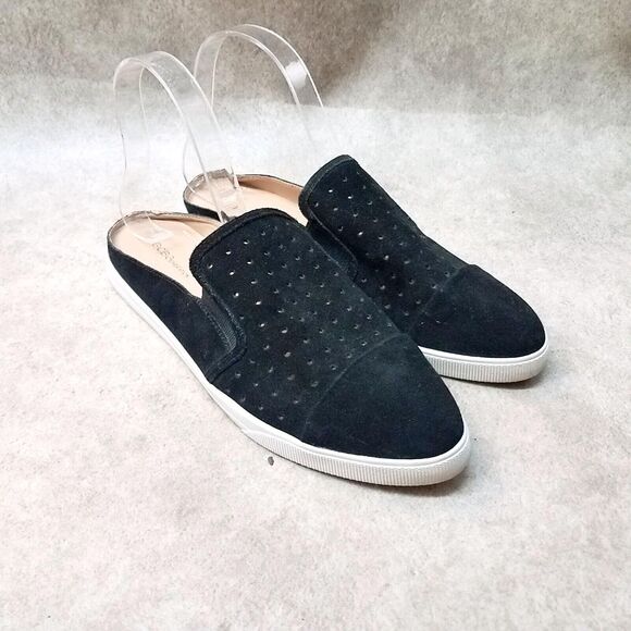 BCBGeneration Womens Yerra Size 8.5 Black Leather Slip On Perforated Loafer Mu - Picture 1 of 10